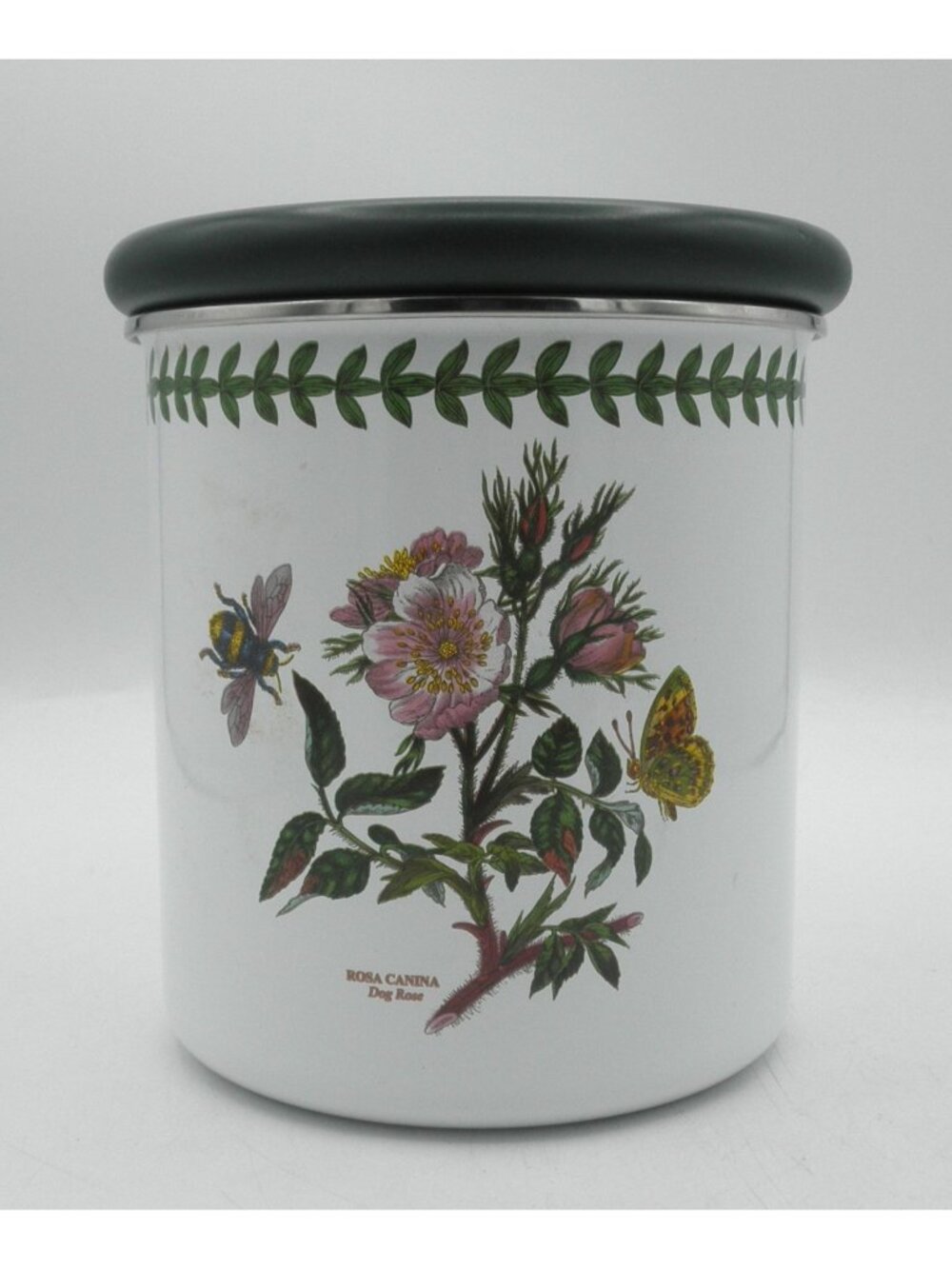 Portmeirion Botanic Garden Small Metal Canister w/Wood Lid Dog Rose PRTBOG